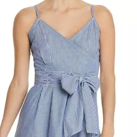 CUPIO blue/white sleeveless faux wrap dress M nwt - Picture 2 of 9